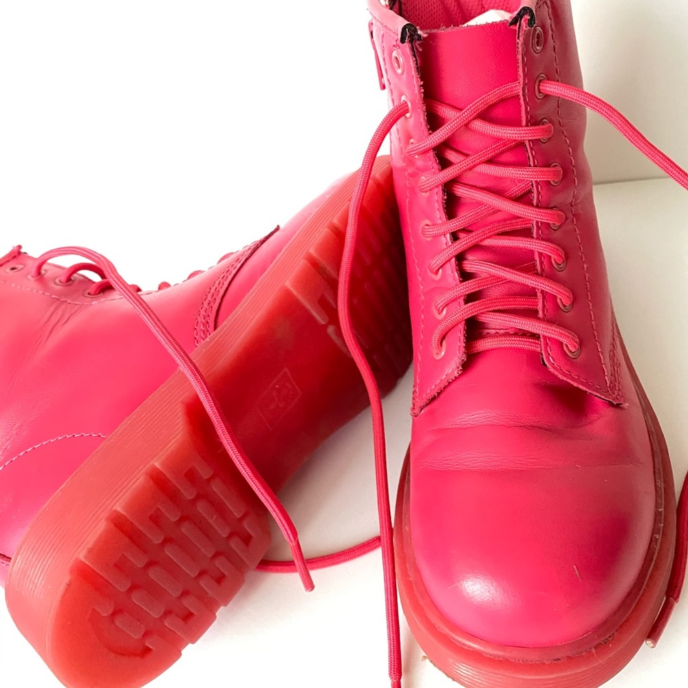 Dr. Martens Delaney Pink Leather Combat Boots